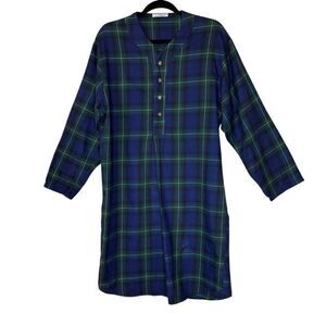St. Michael Marks & Spencer Cotton Black Watch Plaid Nightshirt Sz S Classic